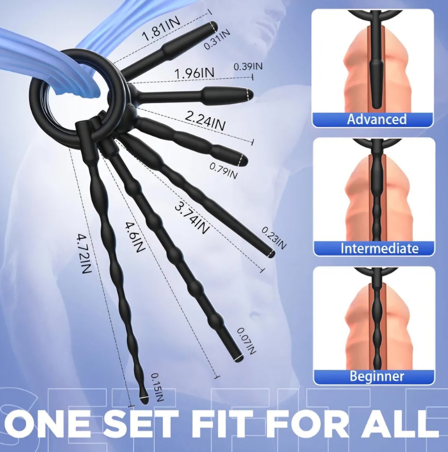 Penis Plug Silicone Urethra Sound：Sex Toys - Catheters & Sounds 8 PCS Silicone Dilators with Pull Ring, Hollow Sounding Toys BDSM Bladder Irritation Prostate Stimulator Anal Beads Adult Toy for Men