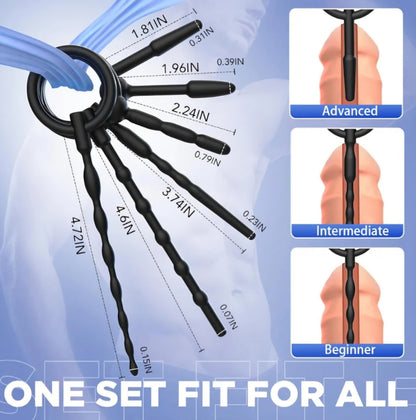 Penis Plug Silicone Urethra Sound：Sex Toys - Catheters & Sounds 8 PCS Silicone Dilators with Pull Ring, Hollow Sounding Toys BDSM Bladder Irritation Prostate Stimulator Anal Beads Adult Toy for Men