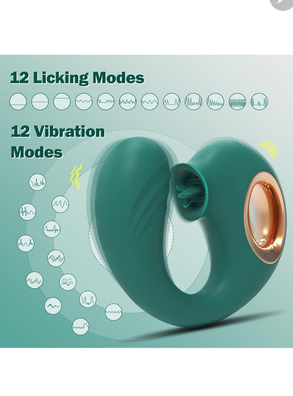 Clitoral Licking G Spot Vibrator Adult Sex Toys for Women 2 in 1 Bendable Tongue Vibrator Vibrating Dildo Adult Toy for Female Clit Pussy Stimulating 12X12 Modes