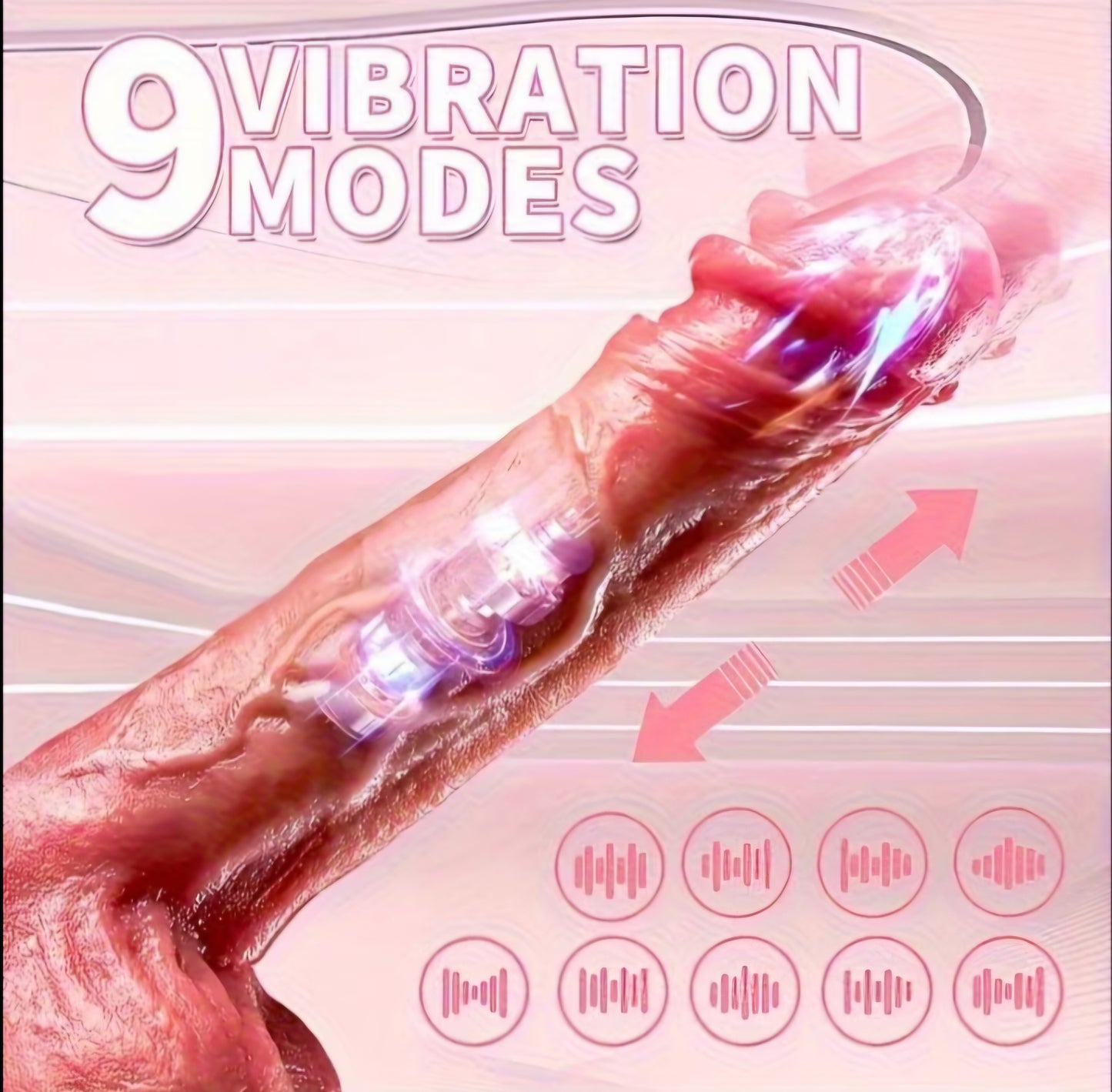 Ultra-Realistic 9.1" Dual-Motion Dildo: 9 Vibration & 7 Thrusting Modes with Suction Base