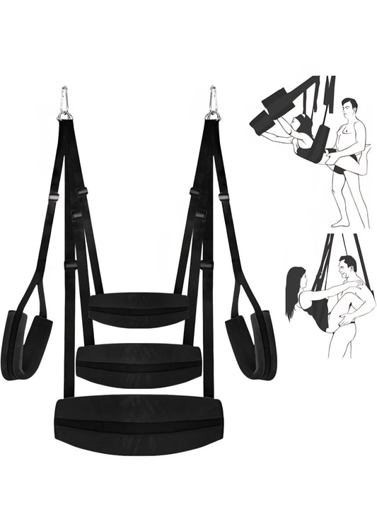 Sex Swing Adjustable BDSM Toys Sex Straps with Widened Comfortable Seat Adjustable Sex Furniture for Women's Pleasure BDSM Sex Toys Set for Adults (Black)