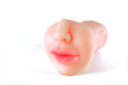 Dual-Ended Realistic Flesh-Toned Stroker - 7-Inch Multi-Sensation Pocket Pussy Masturbator Vagina Mouth Anus BlowJob