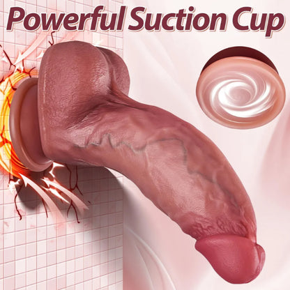 Realistic 8.7 Inch Sex Toy Silicone Dildo for Women and Men – Thick Lifelike Penis with Skin Texture and Powerful Suction Cup for Hands-Free Anal and Vaginal Pleasure