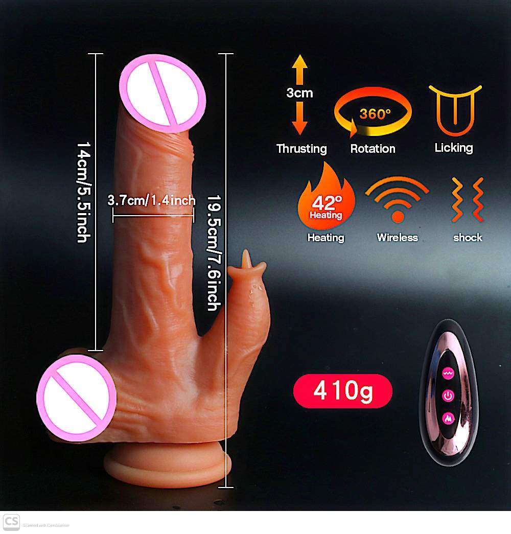 9 Inch Vibrating Thrusting Rotating Dildo with Clit Licker Licking Tongue