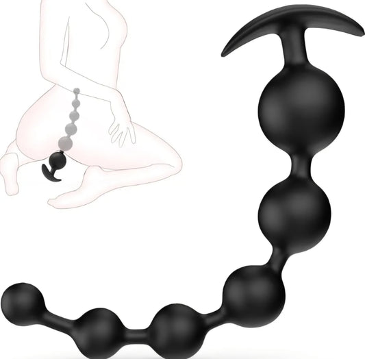 Large Anal Beads Anal Sex Toy - 6 Gradient Size for Depth Anal Training, 2" Max Diameter & 12.8" Long, Flexible Silicone Butt Plug & Prostate Massager Sex Toy for Men, Couples SF