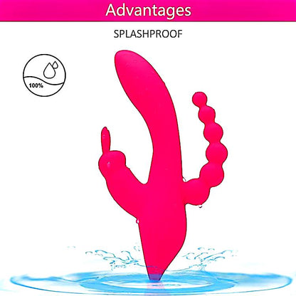 Triple Stimulation Rabbit Vibrator Sex Toys - Adult Women Pleasure Toys Female Clitoral Nipple Sex Toy with 7 Modes for G spot Anal Clit Vagina Stimulation