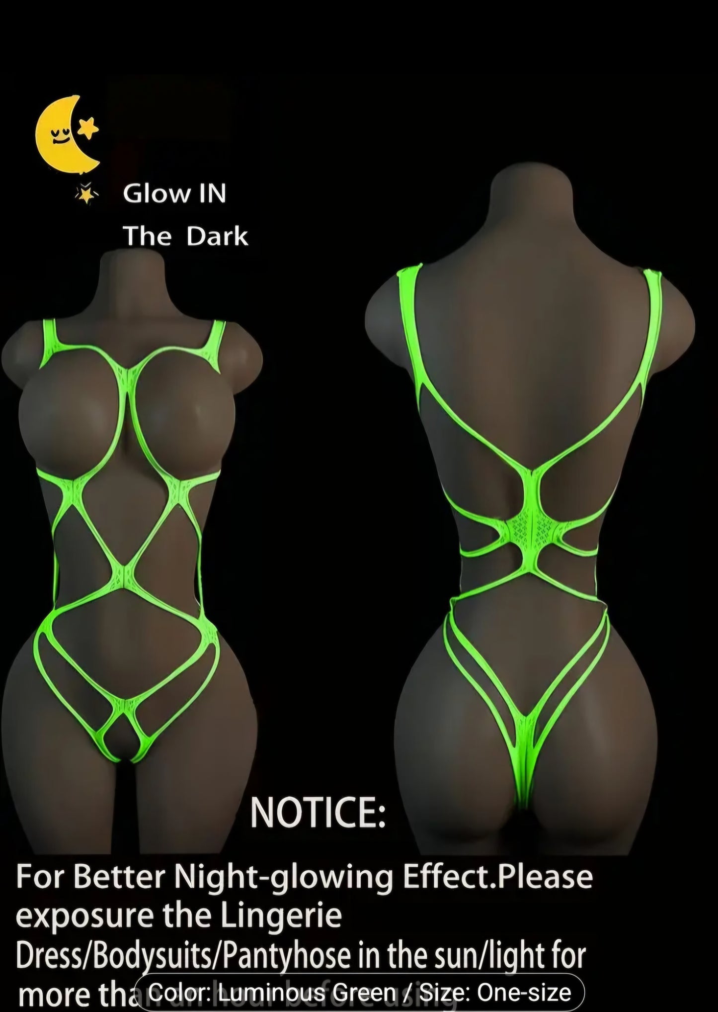 💡 Glow-in-the-Dark Luminous Bodysuit - The Ultimate Party Wear Lingerie! 💡- One Size