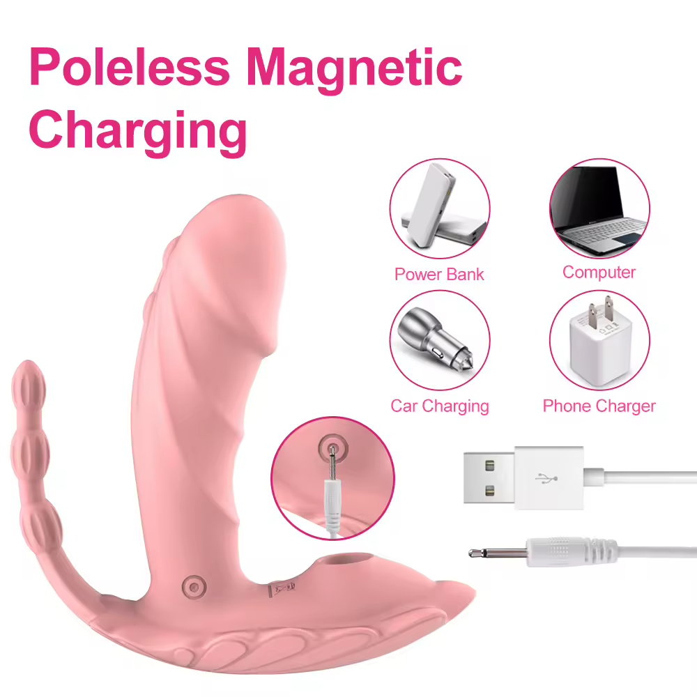 Ergonomic Silicone Dual-Stimulation Massager, Panty Vibrator, Wearable, G-Spot, Anal, Clit Sucking, with Wireless Remote Control