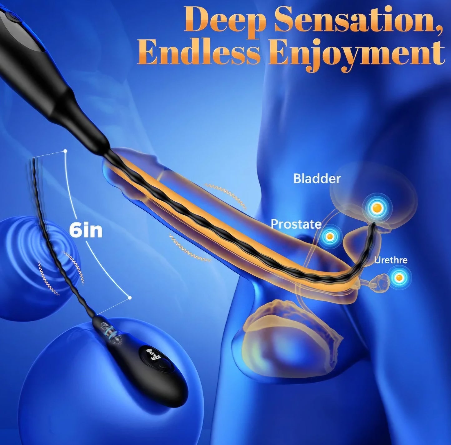 Penis Vibrator Vibrating Urethra Sound: Silicone Penis Plug Sounding Rod with 9 Vibration, Sex Toys - Catheters & Sounds Prostate Stimulator with Led, Urethral Vibrator BDSM Sex Toys for Men