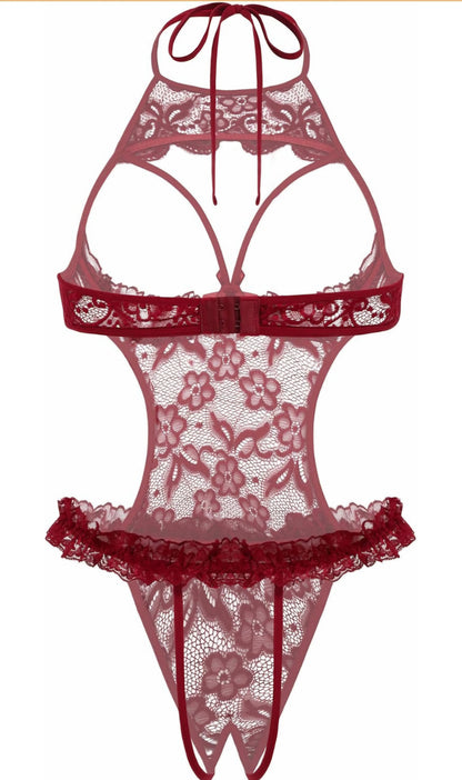 Avidlove Sexy Lingerie for Women Halter Neck One Piece Teddy Bodysuit Lace Mini Babydoll Sleepwear Size XL AMA
