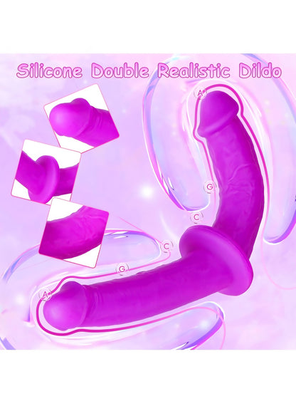Strap On Dildo Women Sex Toys - Double Dildo Strapon Sided Dildos with Harness, Double Ended Dildos Lesbian Sex Toys for Couple, Long Anal Fantasy Silicone Pegging Sexual Pleasure Tools for Women