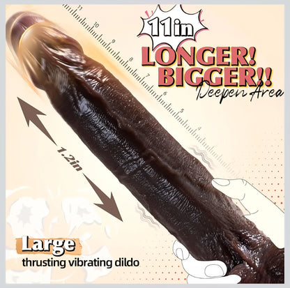 11 inch BBC Thrusting Dildo Sex Toys - Big Black Dildos with 7 Thrusting & 10 Vibrating & Heating Modes, Realistic Thick Silicone Dildo for Anal Clit G-Spot, Hands-Free Play Adult Toys for Women Men