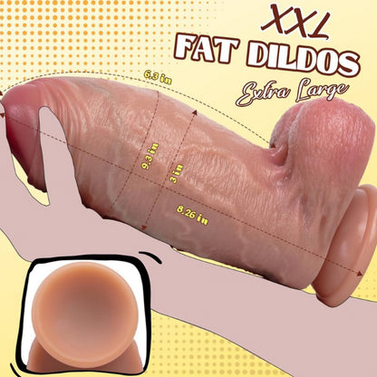 Jumbo, Fat 3" Diameter XXL Uncut Dildo - 9.3'' Girth Huge Big Black Thick Dildo with Strong Suction Cup,Giant Massive Girth Dildos for Anal & Vaginal Play, Real Skin Fake Penis G-Spot Stimulation Adult Sex Toys