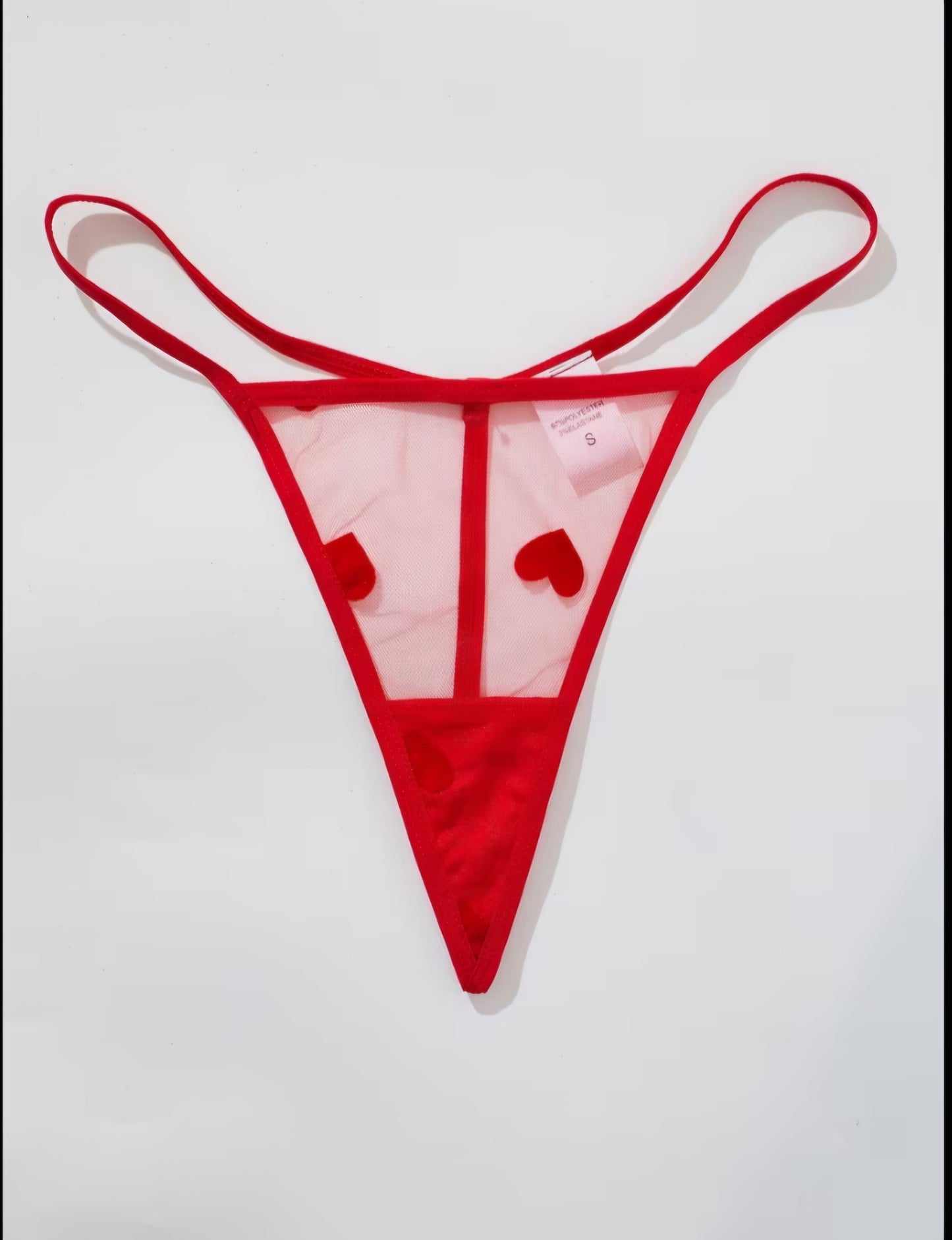 Heart-Print Romance: 2-Piece Mesh Lingerie Set - Size M AMA