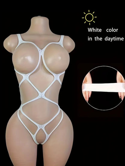 💡 Glow-in-the-Dark Luminous Bodysuit - The Ultimate Party Wear Lingerie! 💡- One Size