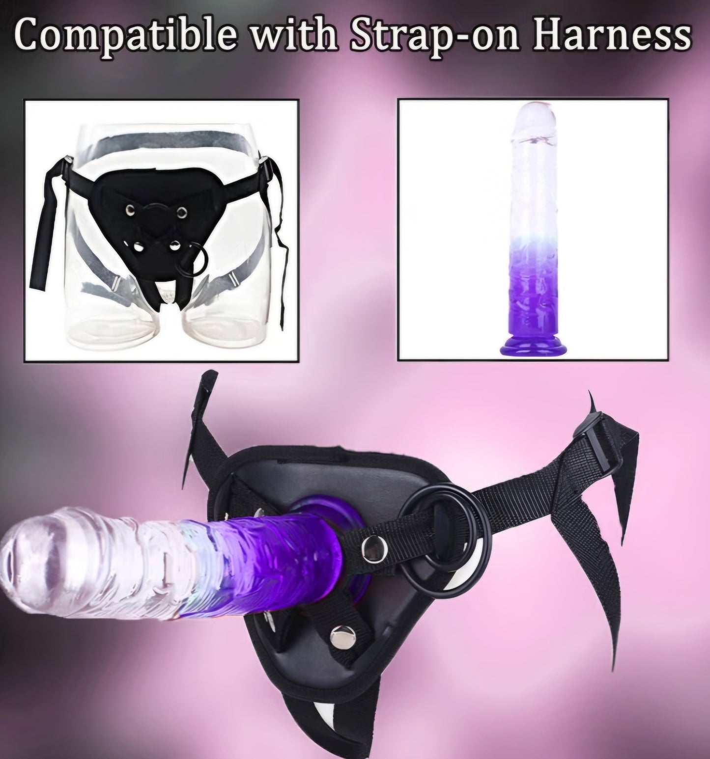 Realistic Clear Dildo No Balls, 9.6 inch Soft G Spot Dildo with Strong Suction Cup, Gradient Purple Lifelike Long Anal Dildo Penis Sex Toys for Beginner Women/Men/Gay AMA