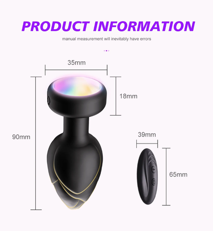 Premium Remote-Control Vibrating Plug with Colorful LED Light Base (Available June 13th)