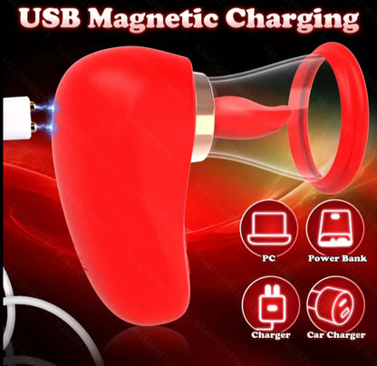 2-in-1 Oral Simulation Sucking Vibrator - 9 Licking Modes & 3 Suction Intensities - Waterproof, Magnetic Charging, Soft Silicone Massager for Couples & Solo Play