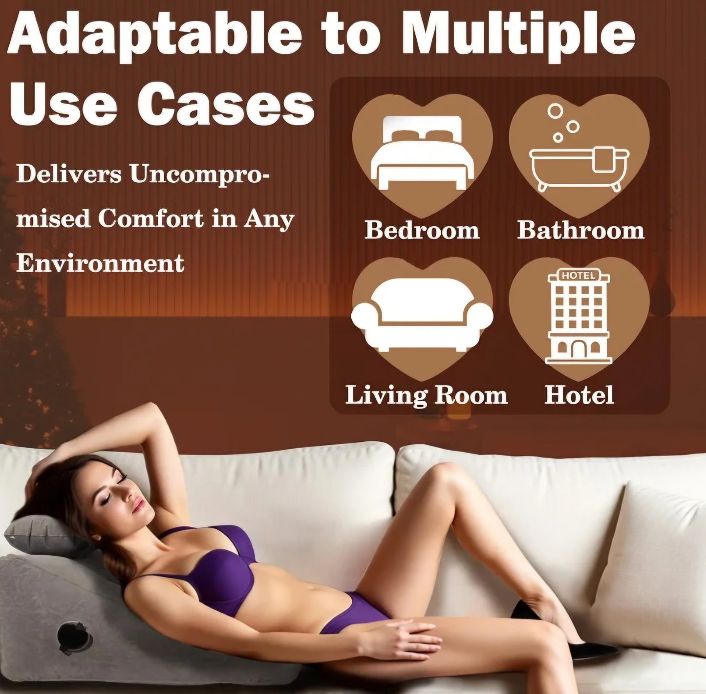 Inflatable Sex Pillow, Triangle Velvet Sex Wedge Cushion, Sex Toys for Adults, Fun Sex Bedroom Stuff for Couples with Eco-Friendly Inflation Bag, Fleshlight Pillow Sex Cushion for Men Women