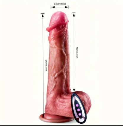 Ultra-Realistic 9.1" Dual-Motion Dildo: 9 Vibration & 7 Thrusting Modes with Suction Base