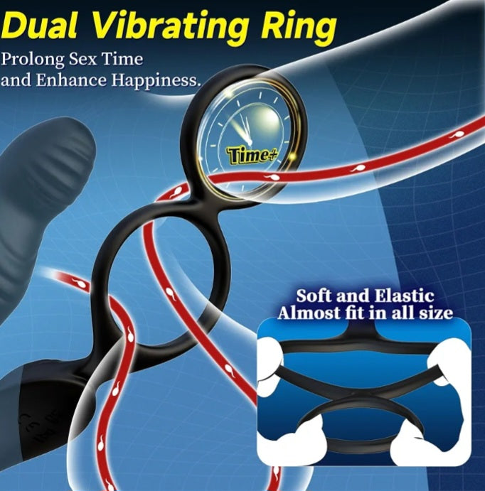 Prostate Massager Anal Dildo Vibrator Sex Toys for Men, Vibrating Cock Ring
Butt Plug Adult Toys with Dual Rings, Remote Control Anal Beads with Penis Ring, 10 Wriggling & Vibrating Modes, Wave Motion