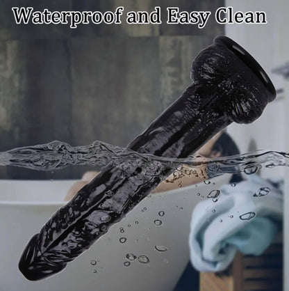 Realistic Dildo,12 inch Huge Dildo Sex Toy with Strong Suction Cup for G spot and Anal Play, Lifelike Ultra Big Black Anal Dildos with Small Glans Adult Sex Toy (Black) SF