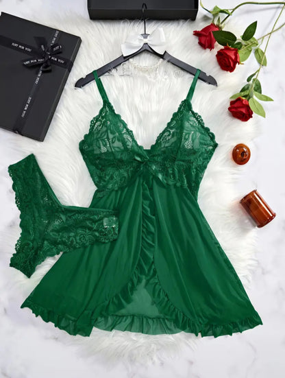 💚 Women's Lace Trim Nightgown Set 💚 Size M