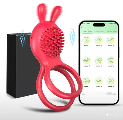 Dual-Stimulation App-Controlled Vibrating Cock Ring with Textured Clitoral Massager