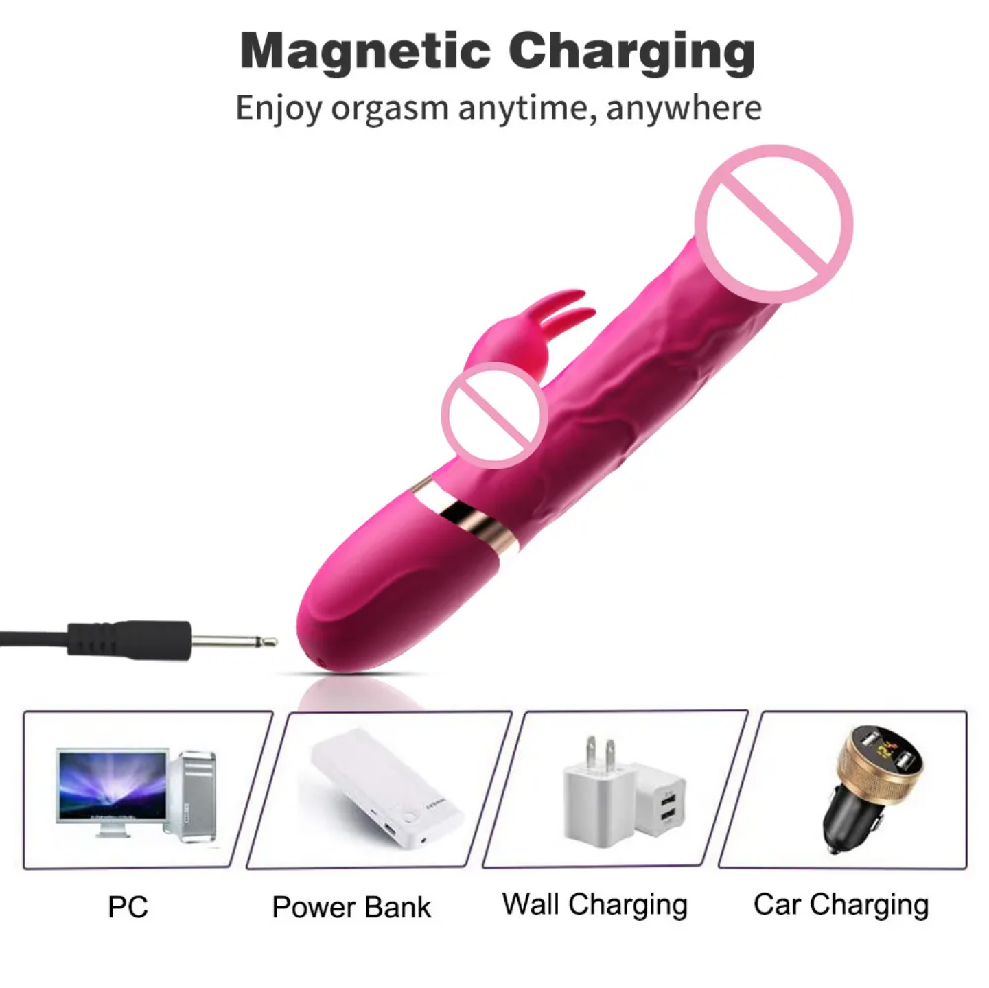 Kaos Stimulation 8.6 Inch Rabbit Vibrator with Dildo Shape and Realistic Contour