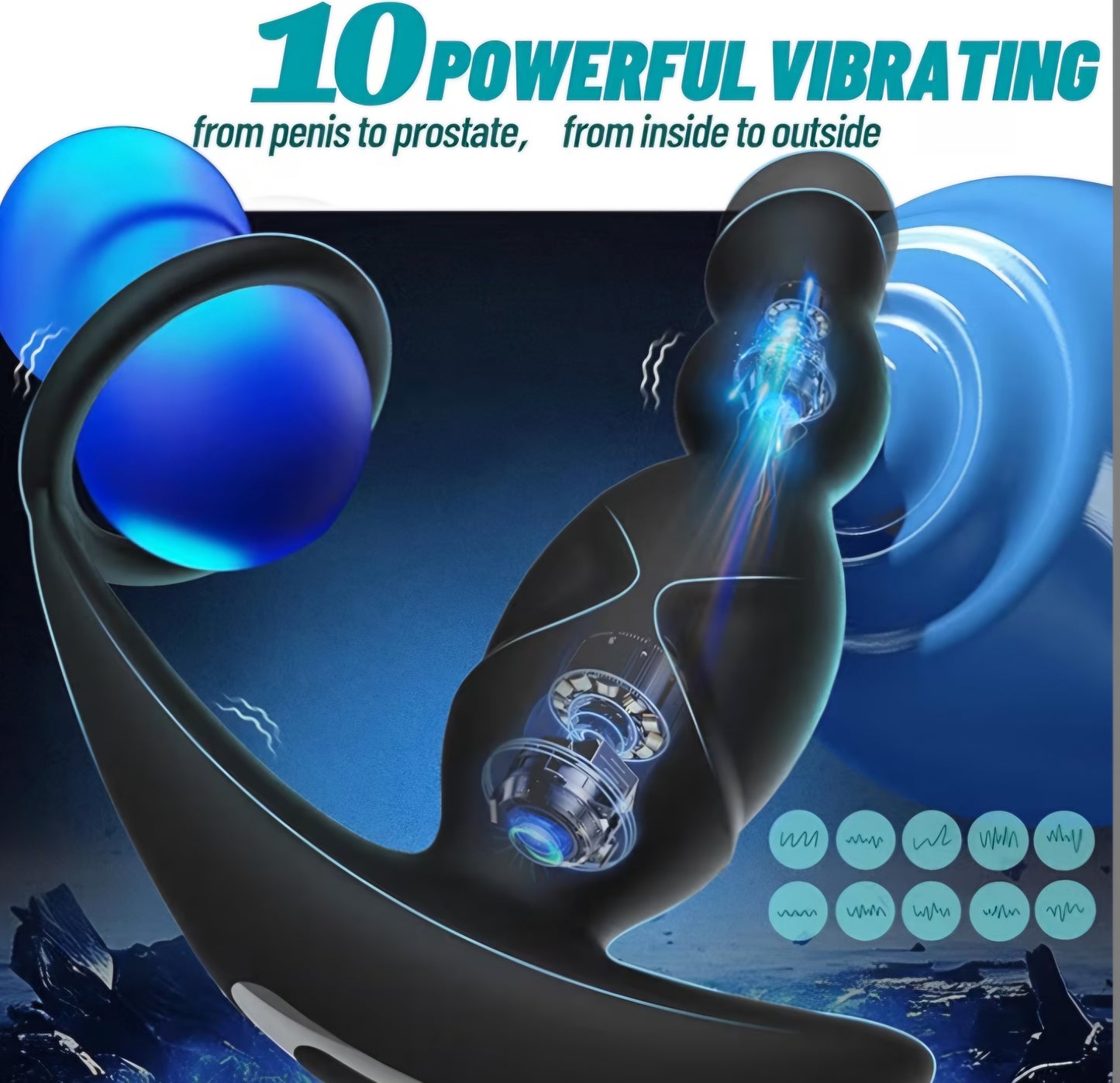 Anal Sex Toys for Men, Anal Vibrator Prostate Massager with Cock Ring, Vibrating Anus Butt Plug with 3 Rotating & 10 Vibrating Modes, Anal Beads for Gay Couples Adult Sex Toys for Man