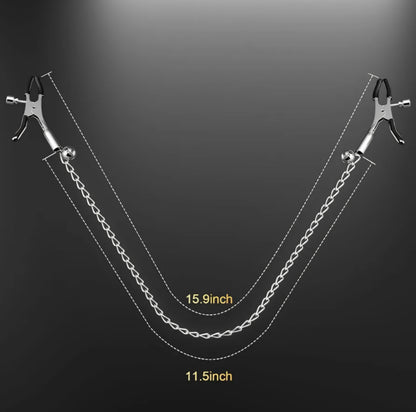 BDSM Nipple Toys Adjustable Metal Nipple Clamps with 4 Replacement Rubber Sleeves, Nipple Clips for Women Men Couples, Breast Stimulation Bondage Sex Toys for Adult Pleasure & Flirting