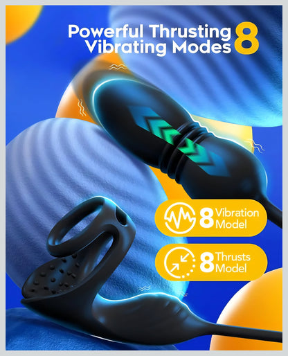 Prostate Massager Anal Vibrating Thrusting - Anal Butt Plug APP Control 8 Vibration Modes P-Spot Toys with Vibrator Cock Ring, Male Anal Pleasure Sex Toys for Adult, Prostate & Enema for Couples
