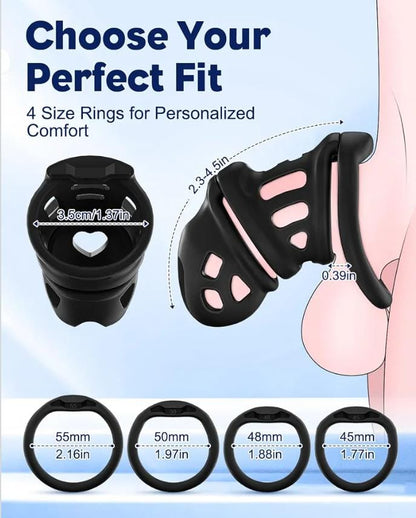 Male Chastity Cage with Elastic Belt, Adjustable Fit, 4 Ring Sizes
3D Printed Lightweight Penis Cage with Invisible Lock, Breathable Comfort Fit Chastity Device for Men bondage gear Sex Toys