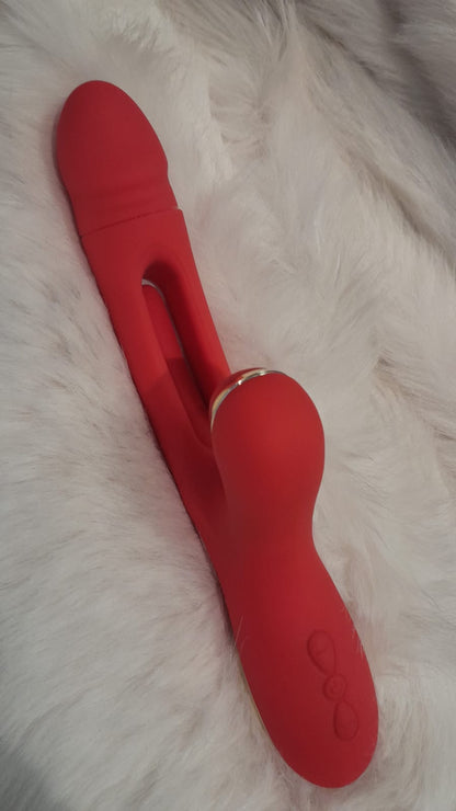 Flapping Sucking Vibrator G Spot Dildo Sex Toy for Women Rabbit Clit Stimulator Wand Vibrator Massager with 7 Tongue Slapping Finger 7 Vibration Suction Pulse Modes for Vaginal Anal Stimulation Waterproof Female Adult Sex Toy (Red)