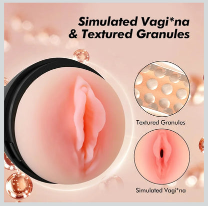 Male Masturbator Pocket Pussy Toys - Utimi Manual Sucking Extrusion Masturbation Cup with 7.5“ Depth Lifelike Textured Vagina Plump and Soft Fleshy Masturbating Stroker Adult Sex Toy for Men