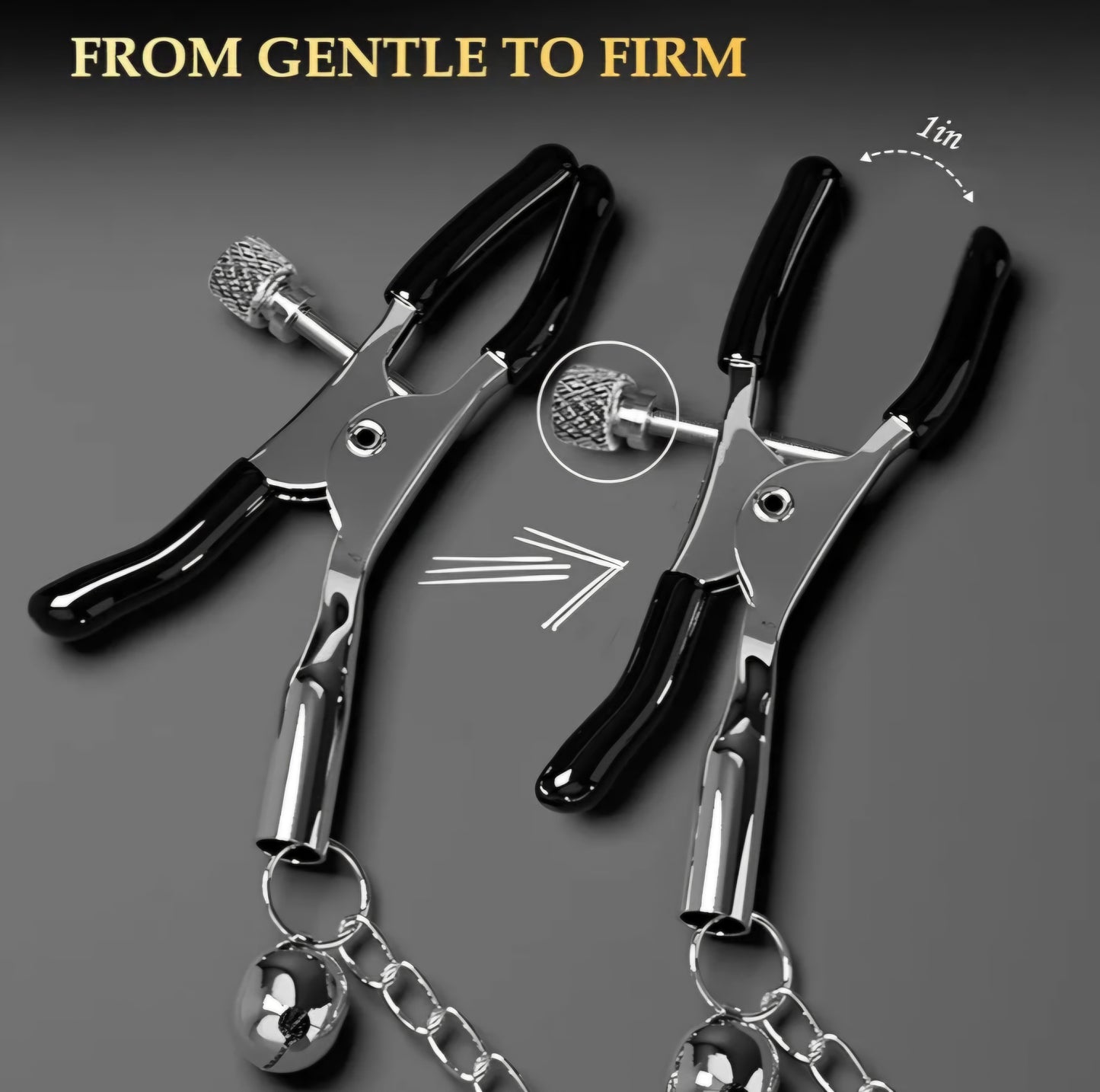 BDSM Nipple Toys Adjustable Metal Nipple Clamps with 4 Replacement Rubber Sleeves, Nipple Clips for Women Men Couples, Breast Stimulation Bondage Sex Toys for Adult Pleasure & Flirting