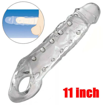 11"Male Cock-Girth-Enlarger-Enhancer-Penis-Extension-Extender-Sheath-Sleeve