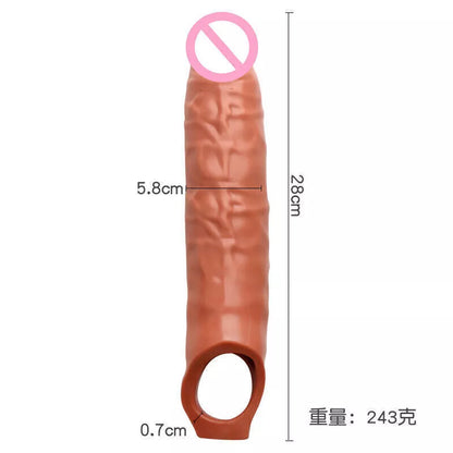 11"Male Cock-Girth-Enlarger-Enhancer-Penis-Extension-Extender-Sheath-Sleeve