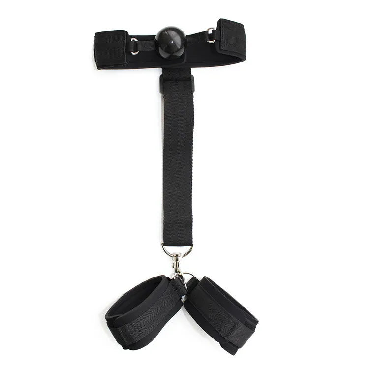 SM Games Sex Toys Sex Furniture Mouth to Wrist Behind Back Bondage Restraints,Black Silicone Play Restraints Kit，Adjustable BDSM Set for Adult Couples Sweater Yoga