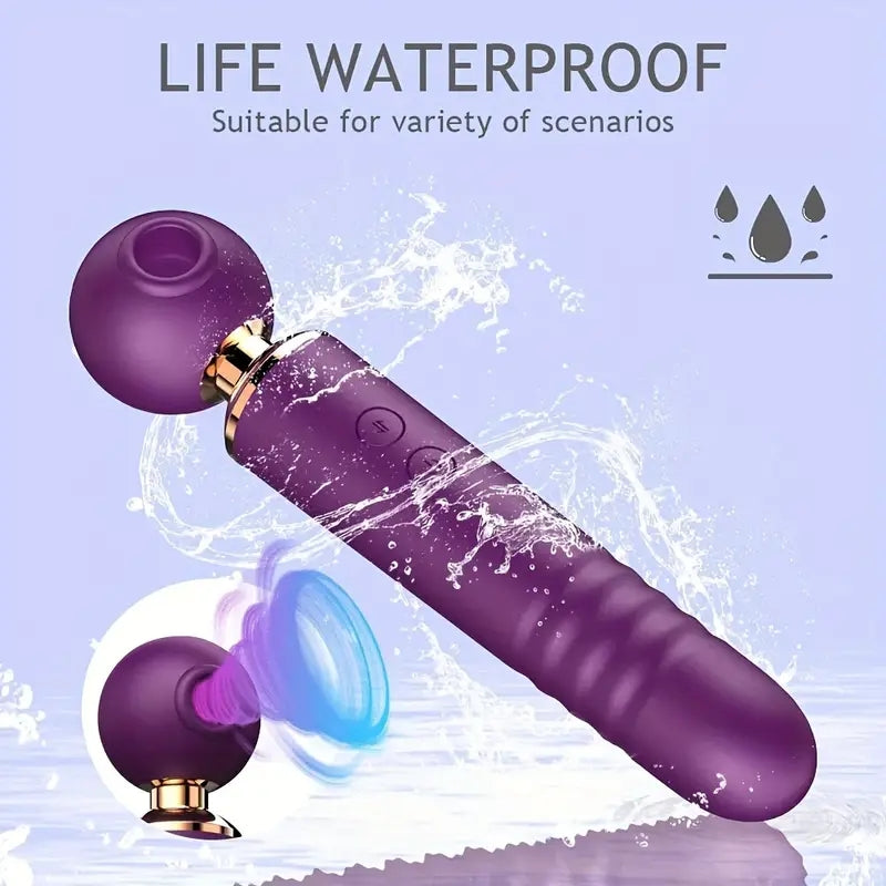 Power Rider Adult Sex Toys Women Sex Toy - 3 in 1 Upgrade Thrusting Dildo with 10 Air Pulsing Suctions & 10 Thrusting & Finger Vibrator Bullet Vibrating Sucking for Her Pleasure Clitoral Anal Stimulation